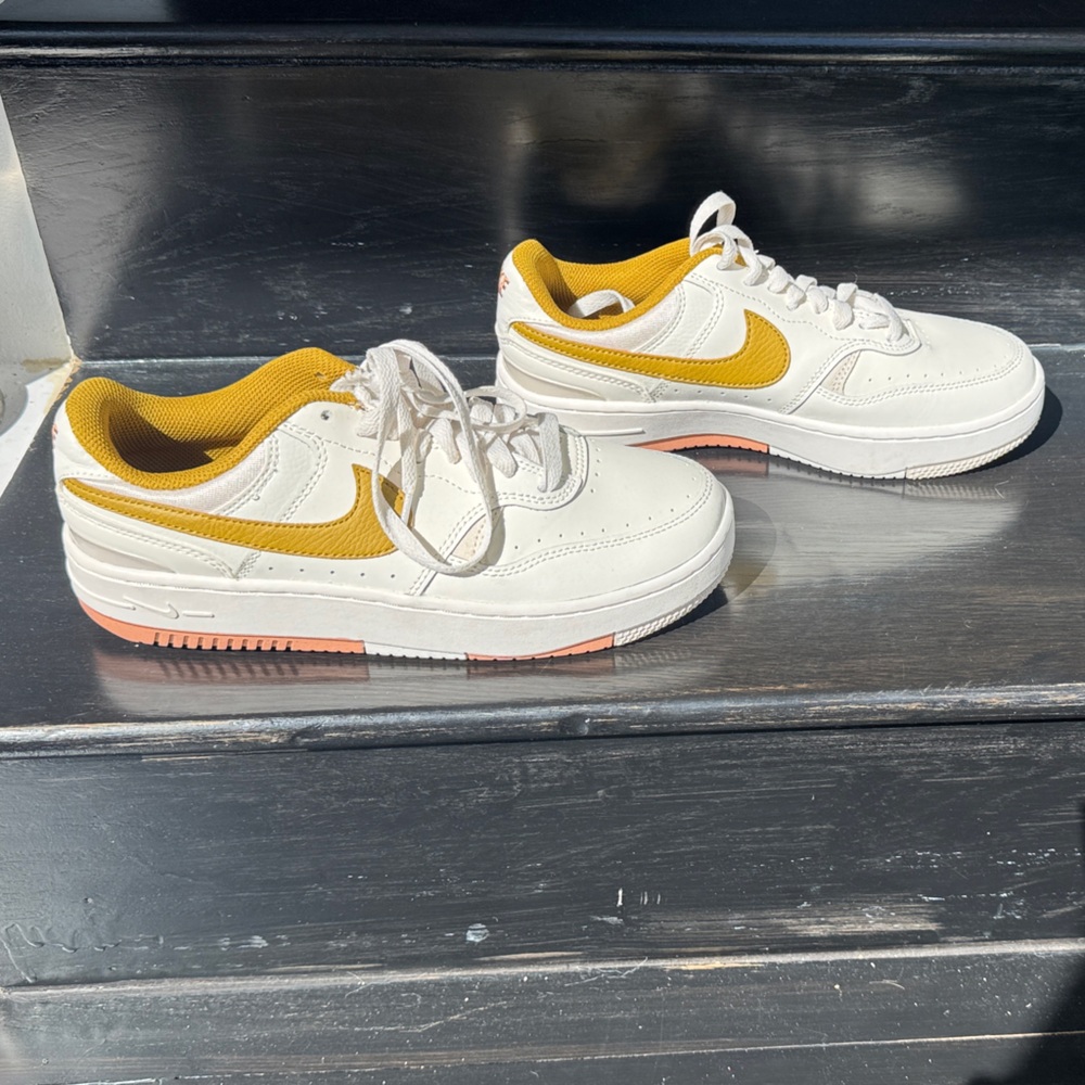 Nike White and Yellow Women's Sneakers